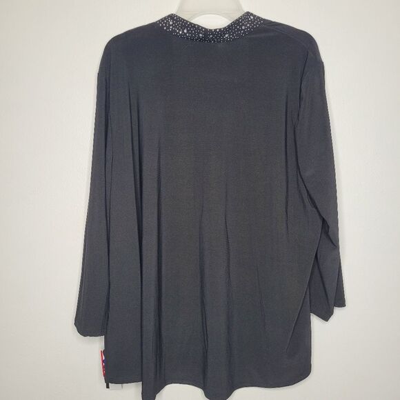 R&M Richards black sparkly open front special occasion cardigan Size 2x NWT - Picture 2 of 8